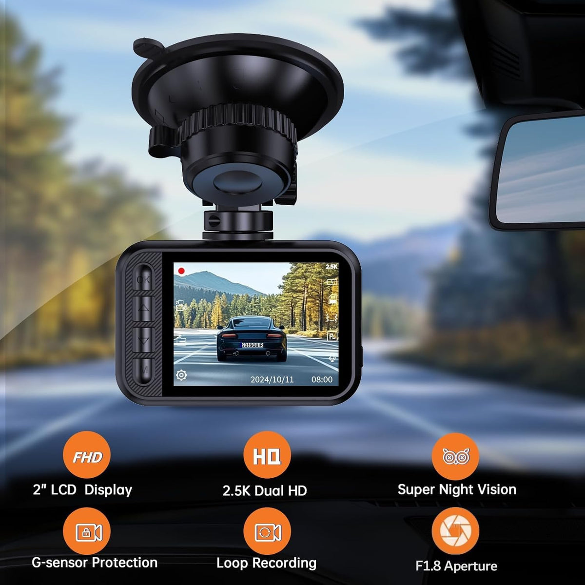 Front and Rear 2.5K Dual Dash Camera for Cars - photo 2