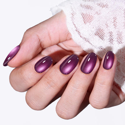 Dark Red Short Fall Press On Nails, Oval Fake Nails