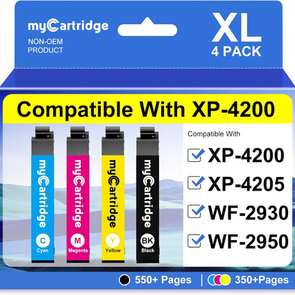 myCartridge Remanufactured Ink Cartridges Replacement for 232XL Ink Cartridges Combo Pack 232 XL Compatible with XP-4200 XP-4205 WF-2930 WF 2950 Printer,4 Pack (BK/C/M/Y)