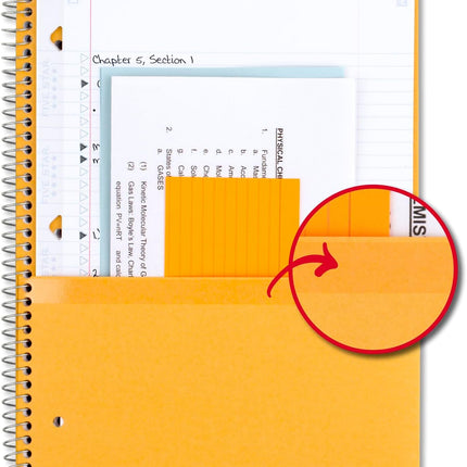 Spiral Notebook + Study App, 6 Pack, 5 Subject, College Ruled Paper, Fights Ink Bleed, Water Resistant Cover, 8-1/2" x 11", 200 Sheets, Assorted Colors
