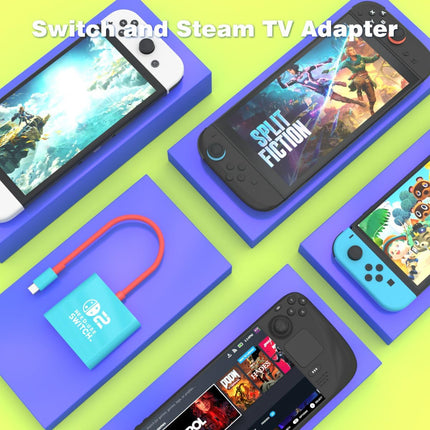 PURBHE Docking Station for Nintendo Switch 1/2 and Steam Deck, Support TV Dock Mode, Portable TV HDMI Adapter Accessories for Nintendo Switch 1 and OLED and 2, USB C to HDMI 2.0 Adapter