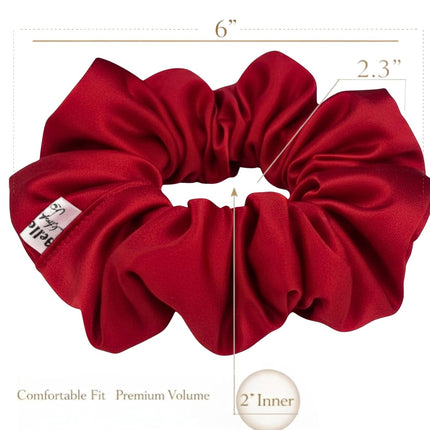 Mulberry Silk Scrunchie for Women 22 Momme – Large Hair Tie – No Damage, Anti-Frizz – Double Elastic – For Curly, Wavy, Straight, Thick & Fine Hair – 1 Pack – Handmade in USA | Bella Mū(Cardinal Red)