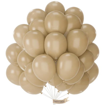 Dark Brown Balloons 100pcs Boho Coffee Neutral Different Sizes