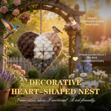 Bird Nesting Material Nest Alpaca Fiber Heart Holder for Wild Birds Warmed Homes Blocker Wool Fur Fiber Nests Handmade Stuff Box Balls Supplies Natural Shaped Feeder Hearts Hair Cotton Hanging