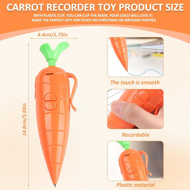2 Pcs Carrot Pen, Carrot Recorder Pens, Cute 60-Second Voice Recorder