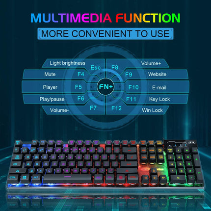 Gaming Keyboard and Mouse Combo, RGB LED Backlit Wired Keyboard with 104 Key Computer PC Gaming Keyboard for PC/Laptop (Black)