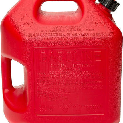 Midwest Can 5610 Safe-Flo Auto Shut Off 5 Gallon Gas Can – Durable Fuel Containers with FlameShield Safety System & Quick-Flow Spout - Red - 1 Pack