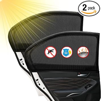 2 Pack Back Car Window Covers Shades, Medium Black Side Window Sunshades