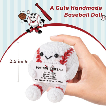 MS ZHENQIAO Positive Baseball Crochet - Handmade Baseball Gifts for Men Women Son Daughter - Emotional Inspirational Support Gift for Teammate Coach Boyfriend Brother