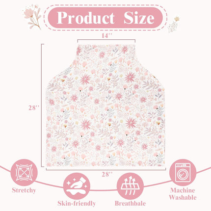 Baby Car Seat Cover for Boys Girls, Breathable Infant Carseat Canopy, Summer Lightweight Sunshade Carrier Cover for Newborn, Nursing Cover & Shopping Cart Cover, Pink Floral