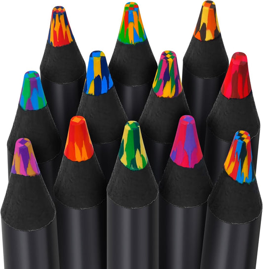 12 Rainbow Colored Wooden Pencils for Kids Arts and Crafts
