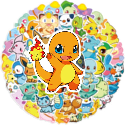 50Pcs Cartoon Poke Stickers for Kids, Vinyl Waterproof Game Monster Decal for Water Bottle Laptop Sticker for DIY Decorate Bumper Phone Hard Hat Kids Teens Gifts (BKM50)