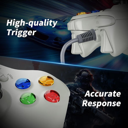 Zamia 2 Pack Wired Controller for Xbox 360, Compatible with xbox 360/PC Windows 10/8/7, with Upgraded Joystick, Double Vibration, 2.5mm headphone Jack