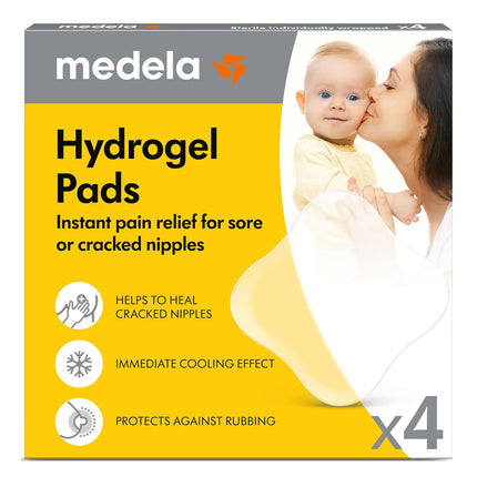 Hydrogel Pads, Instant Pain Relief for Cracked or Sore Nipples from Breastfeeding and Pumping, Cooling Moisture Supports Natural Healing, Pack of 4