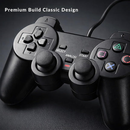 Digital Dynasty PS2 Controller, 2 Packs Wired Controller Compatible with PS2/PS2 Slim/PS1, PS2 Replacement Wired Controller with Dual Vibration, Black