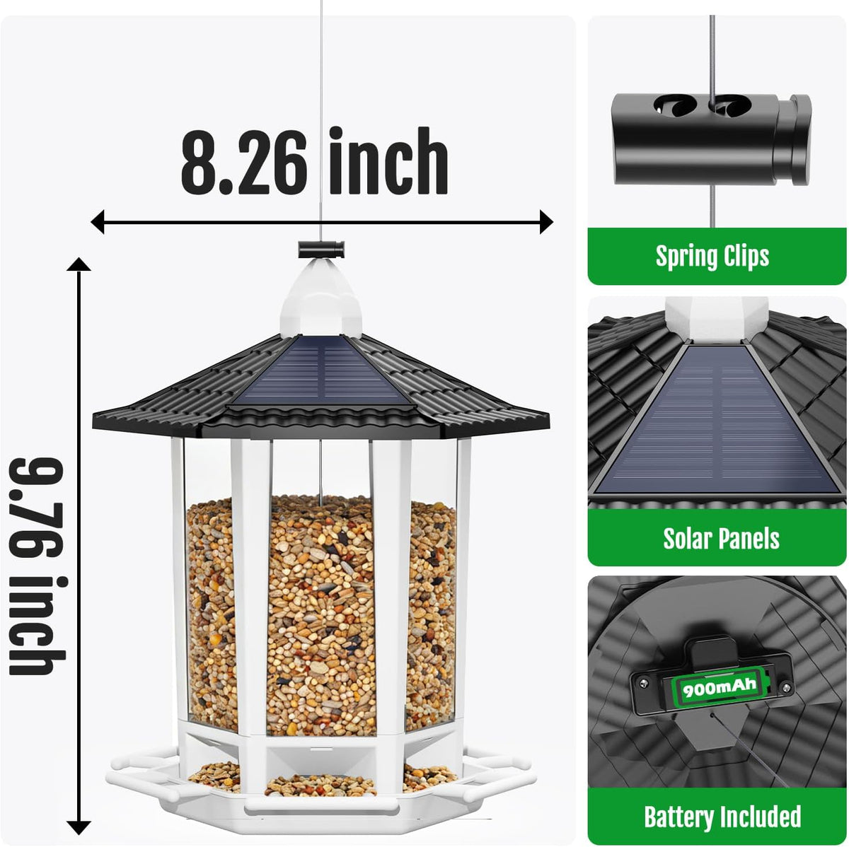 2-Pack Solar Hanging Bird Feeders for Outdoors - photo 3