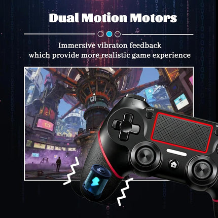 Wireless Controller for Ps4 Controller Compatible with PS4/Slim/Pro/Windows PC,with Touchpad/Vibration/Built-in Speaker&3.5mm Headphone Jack/Six-axis Motion Control/USB-C Charging Cable,Black Red