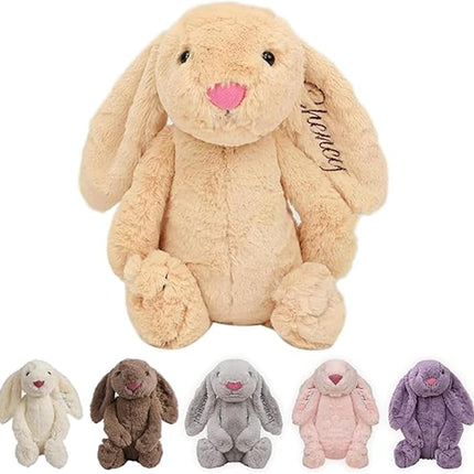 Easter Personalized Baby Gifts, Bunny Stuffed Animal for Babies with Embroidered Child's Name, Handmade Custom Plush Rabbit Toy for Girl Boy, Customized Cute Baby Gift for Newborn Kids