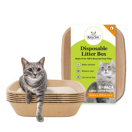 Arenero desechable para gatos grande, 6 unidades, portátil y resistente para viajes y hogar, controla olores