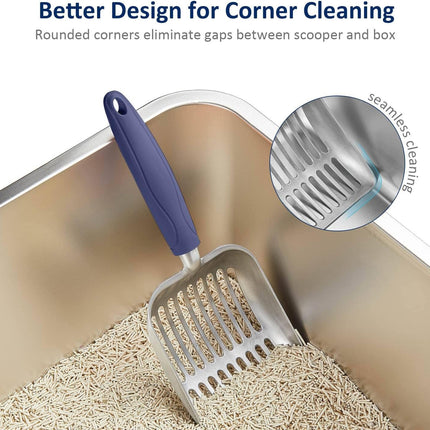 WePet Cat Litter Scoop, Aluminum Alloy Sifter, Kitty Metal Scooper, Deep Shovel, Long Handle, Poop Sifting, Kitten Pooper Lifter, Durable, Heavy Duty, for Litter Box