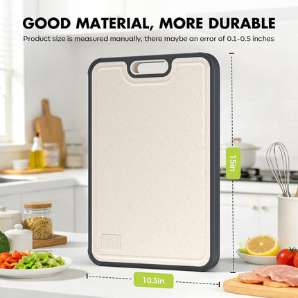 Titanium Cutting Board for Kitchen, Cutting Board Double Sided Food Grade, Pure Titanium/PP, Easy to Clean Large Size 15”×10.3”