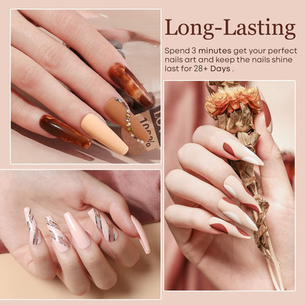 Nude Gel Nail Polish Set 6Colors Pink Milky White Brown