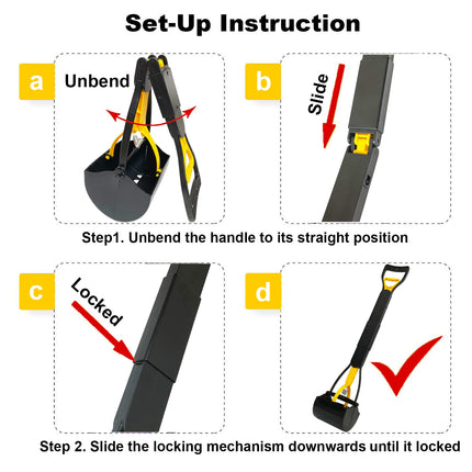 32“ Tall Pooper Scooper, Large Pooper Scooper for Dogs Heavy Duty, Dog Pooper Scooper with Long Handle & High Strength Durable Spring, Foldable Dog Poop Pick Up