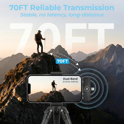 HEHOTTC Mini Wireless Lavalier Microphone for iPhone, iPad, Android Phone - Noise Reduction Lapel USB C Bluetooth Mic for Recording, Clip on Omni Lav Mic for Video Recording, Tiktok, YouTube, Vlog