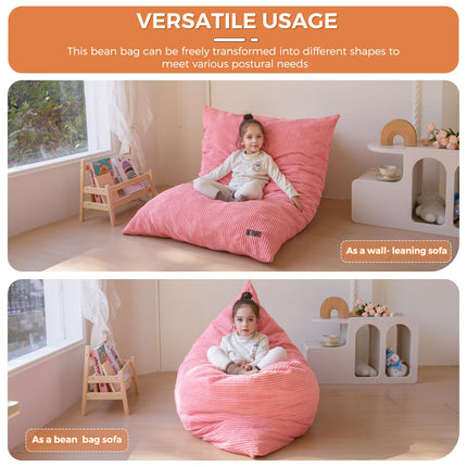 3 in 1 Kids Bean Bag Chair, Comfy Floor Sofa with Removed Cover