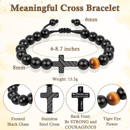 Trinckle Cross Bracelet for Boys First Communion Gifts, Joshua 1 9 Cross Bracelet Men, First Holy Communion Gifts for Teen Boy, Jesus Easter Christian Catholic Confirmation Gift for Son Nephew