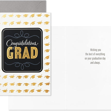 Hallmark Graduation Cards Assortment, Black and Gold, Congratulations Grad (12 Cards and Envelopes, 4 Designs)