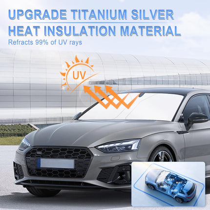 300T Universal Car Windshield Sun Shade, Foldable Reflective for Windshield & Window Shades with Overlapping Design, Car Interior Accessories (58" L x 32" W)