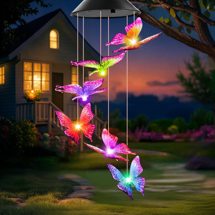 Solar Wind Chimes, Christmas Gardening Butterfly Gifts for Women