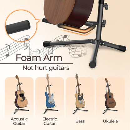 Guitar Stand - Adjustable Fit Electric, Classical Guitars and Bass, Load Capacity 20LB, Accessories - photo 2