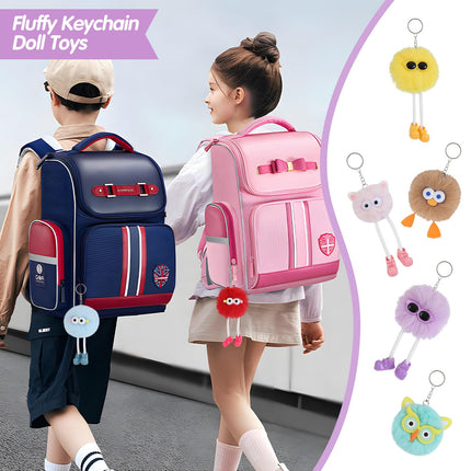 24 PCs Party Favors Keychains - Plush Backpack Keychain Bulk Kids Keychain Cute for Birthday Party Favors for Kids 8-12 Back to School Gifts for Students Classroom Prizes Elementary