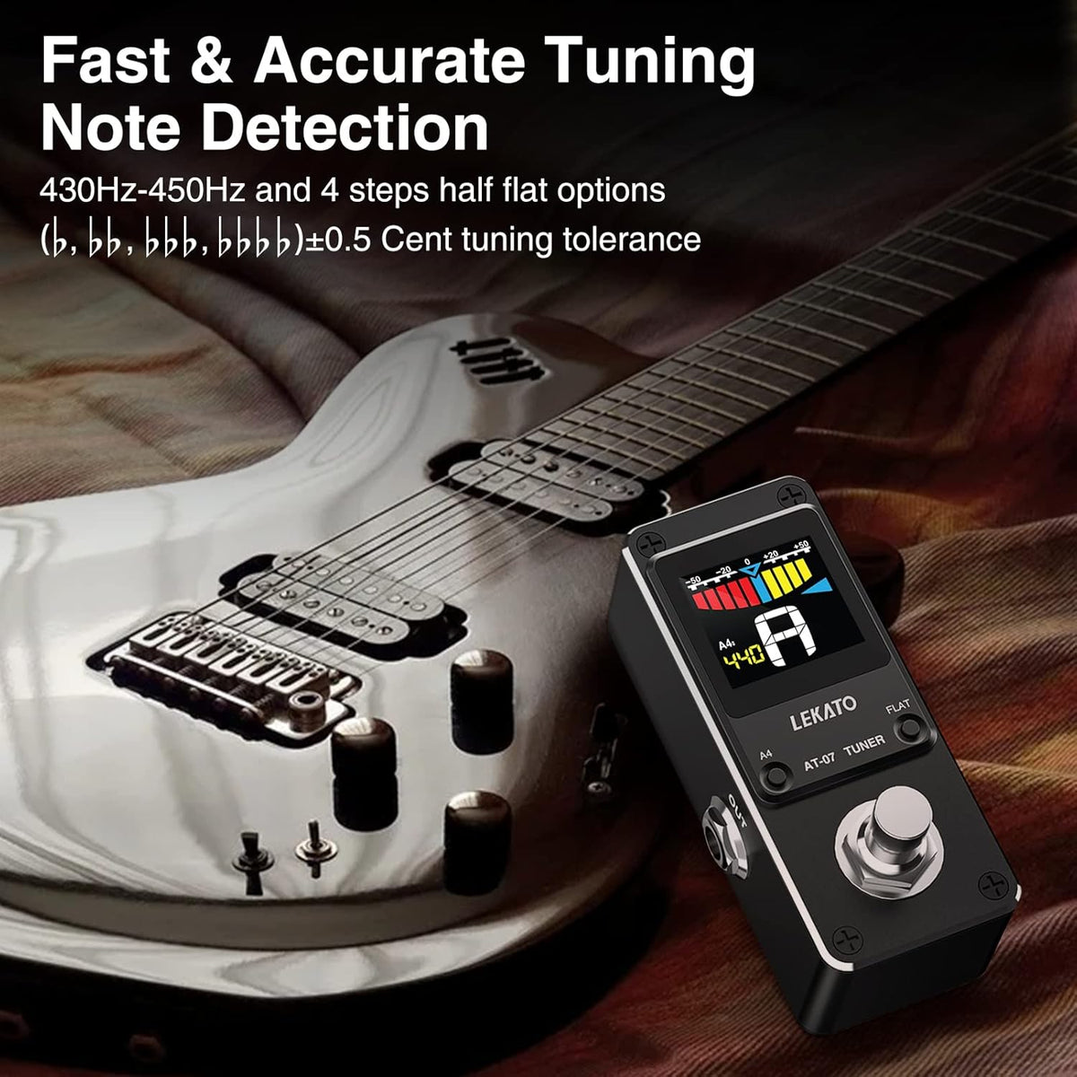 Guitar Tuner Pedal with True Bypass for Electric Guitar and Bass - photo 2