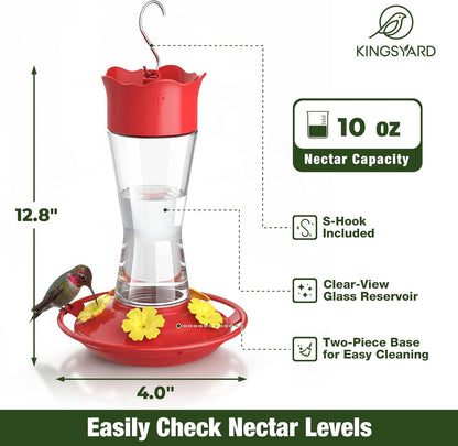 2-Pack Clear Glass Hanging Hummingbird Feeders, 10 oz - photo 2