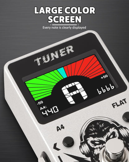 Tuner Pedal, Silver, Compact with Large Color Screen - Precision Chromatic Drop Tuning, 430-450Hz A4 - photo 2