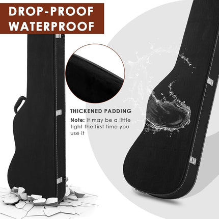 Wooden Electric Guitar Hard Case with Soft Interior Lining, 39 Inch Padded Hardshell Case for GST/GTL Style Guitars, Black