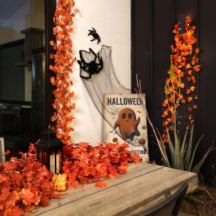 Paquete de 12 guirnaldas de hojas de otoño, enredaderas colgantes de hojas de arce artificiales de otoño, decoración de Acción de Gracias para hogar, boda, chimenea y fiesta