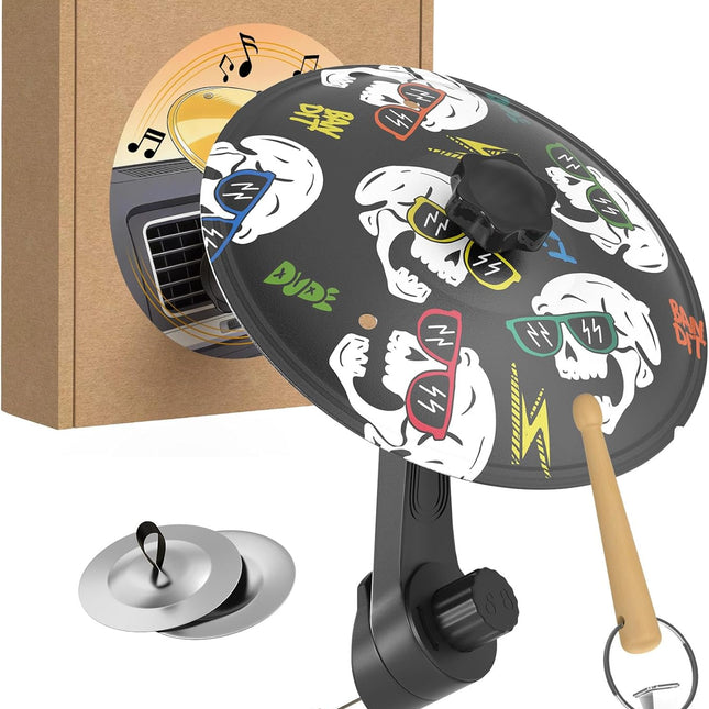 Car Cymbal Air Vent,Mini Car Drum Crash Cymbal Set with Mini Drum Stick & 2 Finger Cymbals,Fun Dashboard Instrument