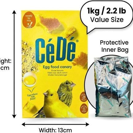 2pcs Egg Food 1kg by Cede - Canary Breeding Food, Canary Food, Finch Molting Feed, Ready to Use Egg Based Daily Supplement Mix in Sealed Box for Bird Condition and Care Support