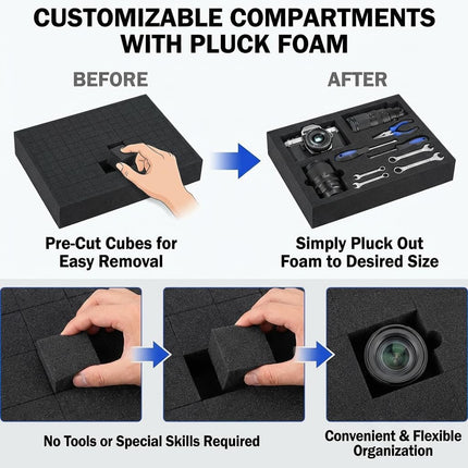 4 Pack Gun Case Foam Inserts, Pick And Pluck Foam Sheets 16x12x2 & 16x12x0.4 Inches, Closed Cell Polyurethane Padding for Gun Case Toolbox Storage And Organizers