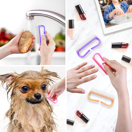 Cepillo para uñas con agarre de mango, kit de cepillos limpiadores para uñas de manos y pies para hombres y mujeres (paquete de 4)