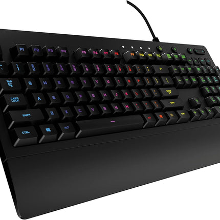 Logitech G213 Prodigy Gaming Keyboard - Wired RGB Backlit Keyboard with Mech-Dome Keys, Palm Rest, Adjustable Feet, Media Controls, USB, Compatible with Windows – Black