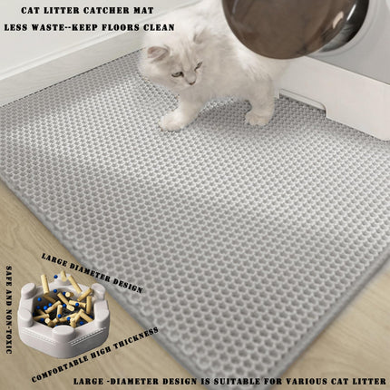 Cat Litter Mat, Double Layer Cat Litter Box Mat (35x24 Inch, Khaki)
