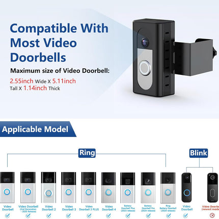 KIMILAR Anti-Theft Video Doorbell Mount Compatible with Ring/Blink Wireless Video Doorbell, Adjustable Mounting Bracket Accessories for Houses, Apartments, Businesses, Not for Blink 2nd Gen