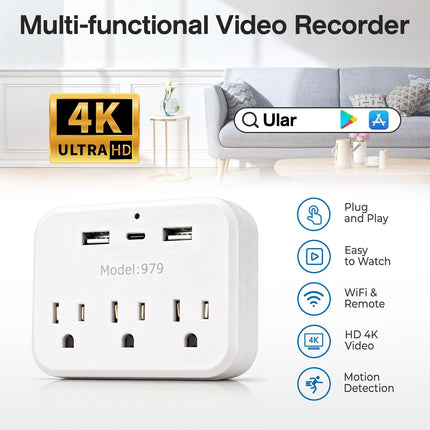 Cámara de vigilancia Wi-Fi Hd 1080p; cámara inalámbrica de pared con detección de movimiento y grabación en bucle; compatible con carga rápida y monitoreo remoto; diseñada específicamente para seguridad del hogar