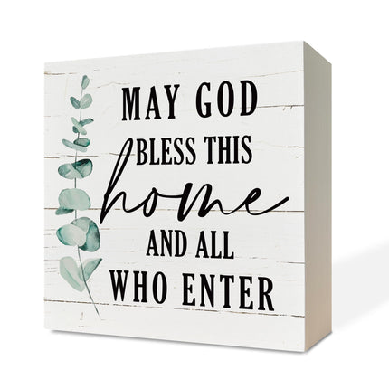 Christian Wood Signs, Bible Verse Philippians 4:13 - I Can Do All Things Through Christ Who Strengthens Me, Box Sign Decor Tabletop, Inspirational Home Desk Decor, Motivational Gift for Friends Family