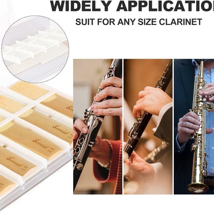 10 Pack Bb Clarinet Reeds with Plastic B - closeup
